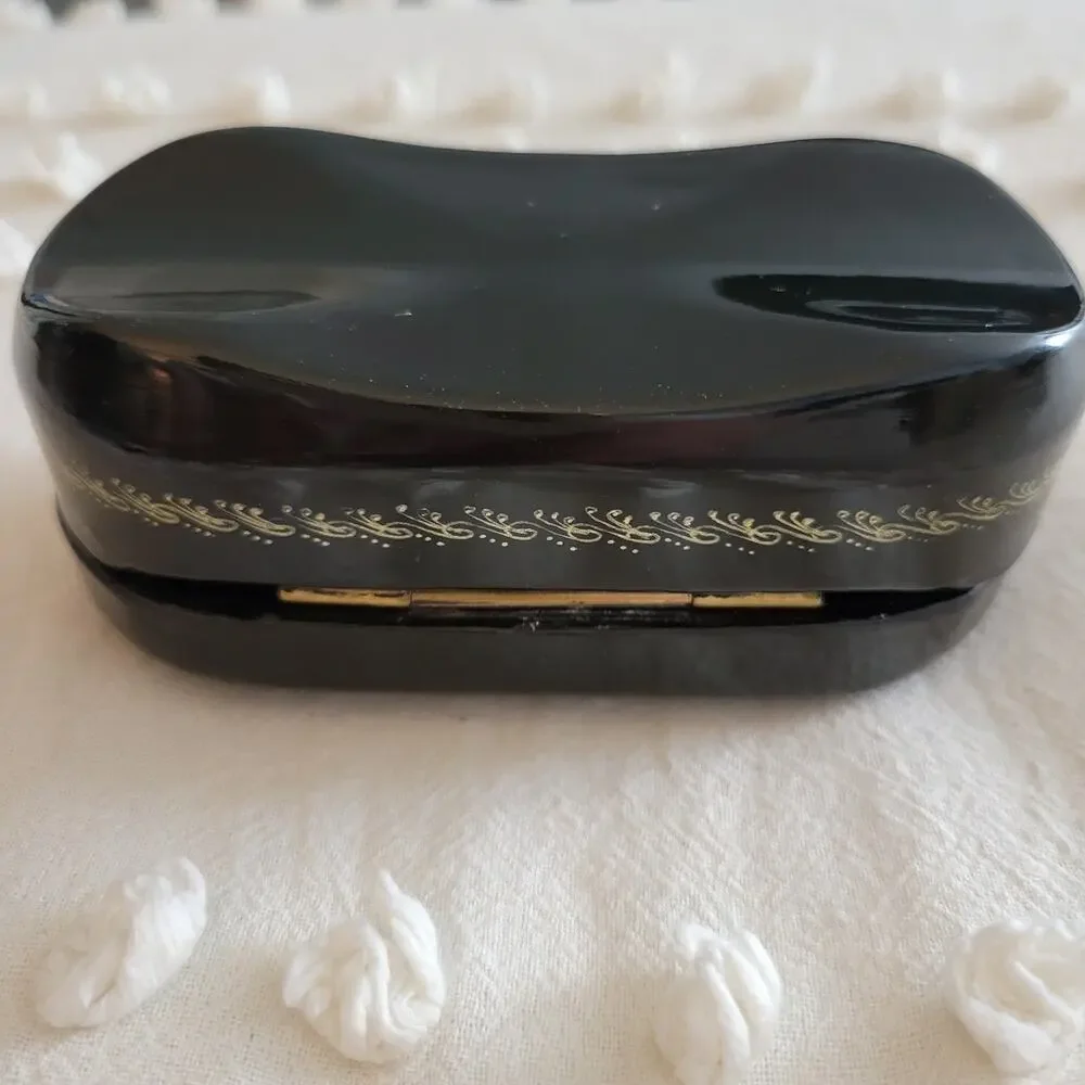 VTG Russian Fedoskino Hand Painted Frog Prince Ivan Signed Lacquer Hinged Box